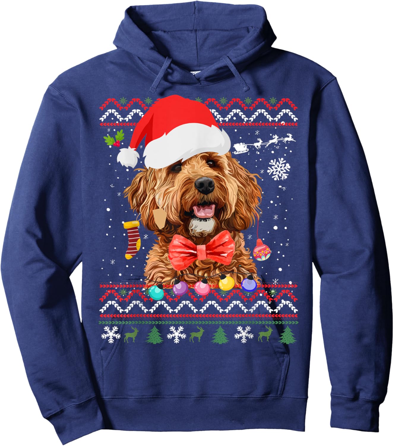 Cavapoo Christmas Outfit Idea & Christmas Cavapoo Hoodie - Hoodie | Navy