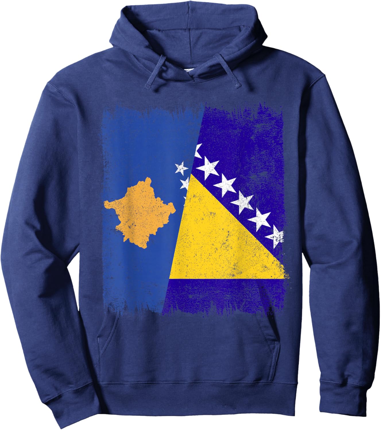 Kosovo Bosnia and Herzegovina Half Flag Hoodie - Hoodie | Navy