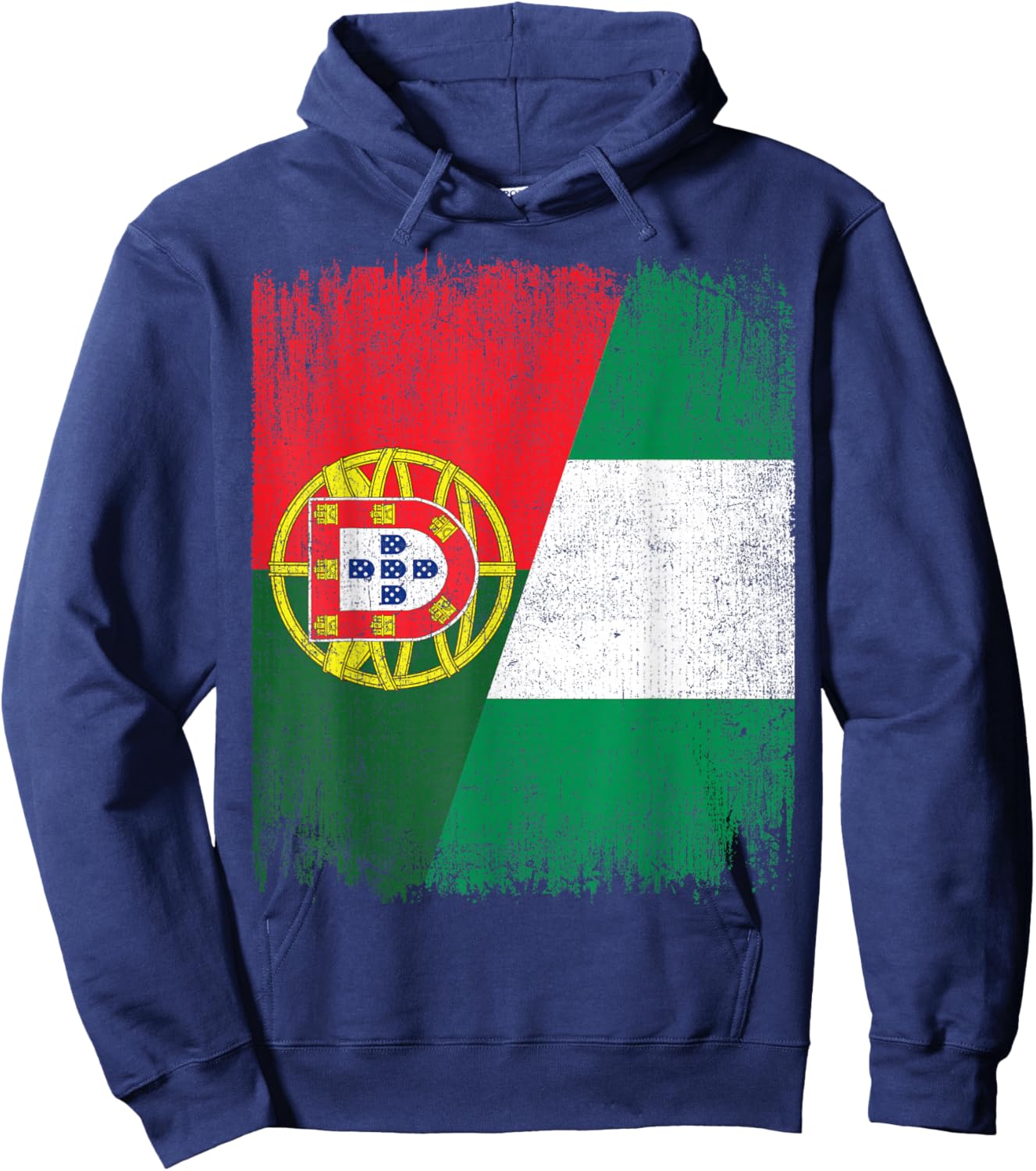 Half Portugal Nigeria Split Flag Portuguese Pride Roots Hoodie - Hoodie | Navy