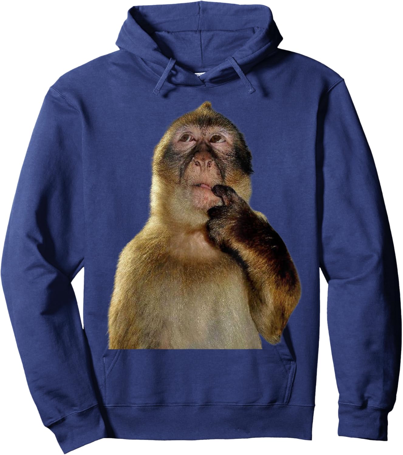 Funny Meme Thinking Monkey Brainrot Internet Meme Hoodie - Hoodie | Navy