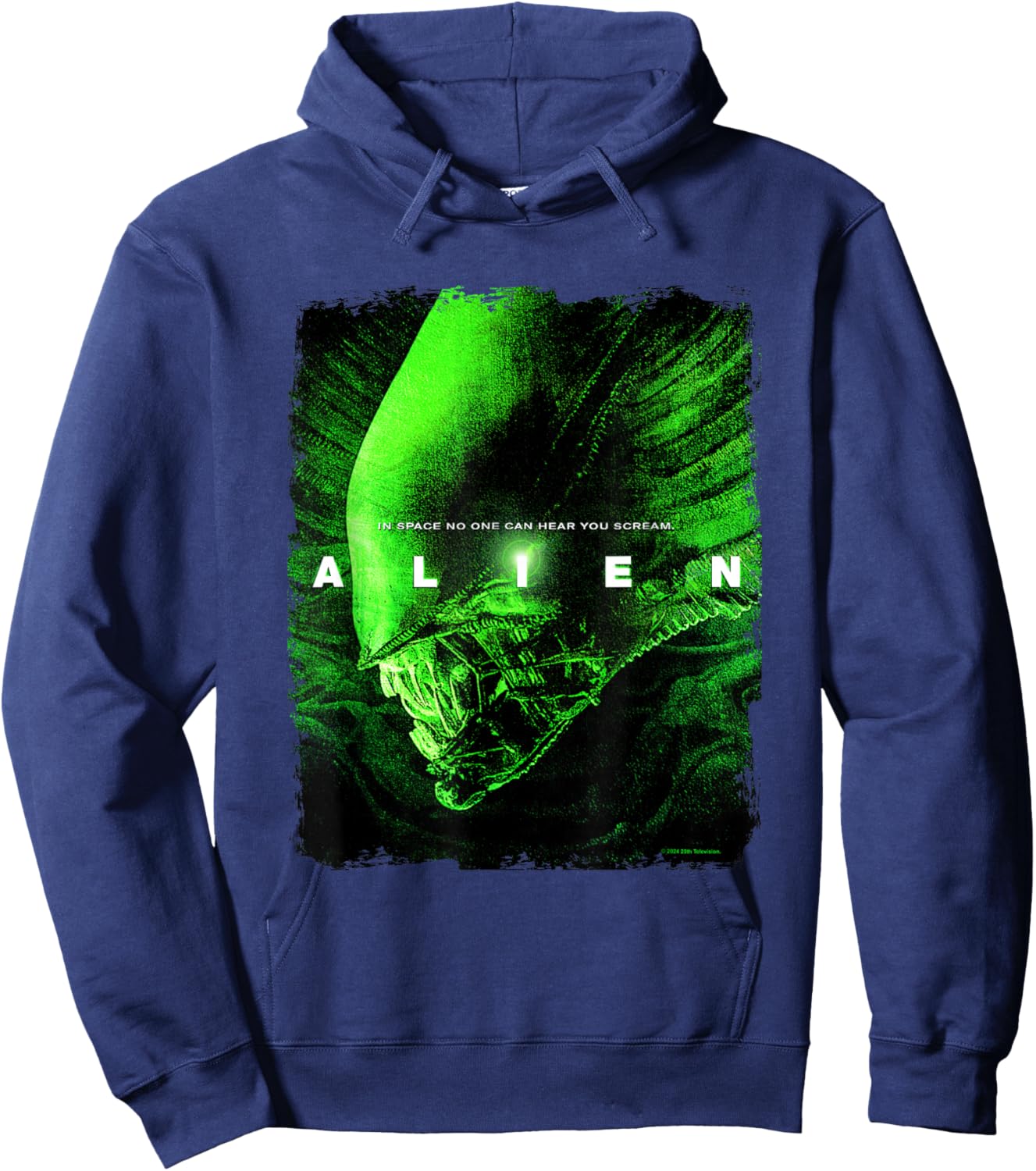 Aliens Iconic Xenomorph Neon Profile Big Chest Portrait Hoodie - Hoodie | Navy
