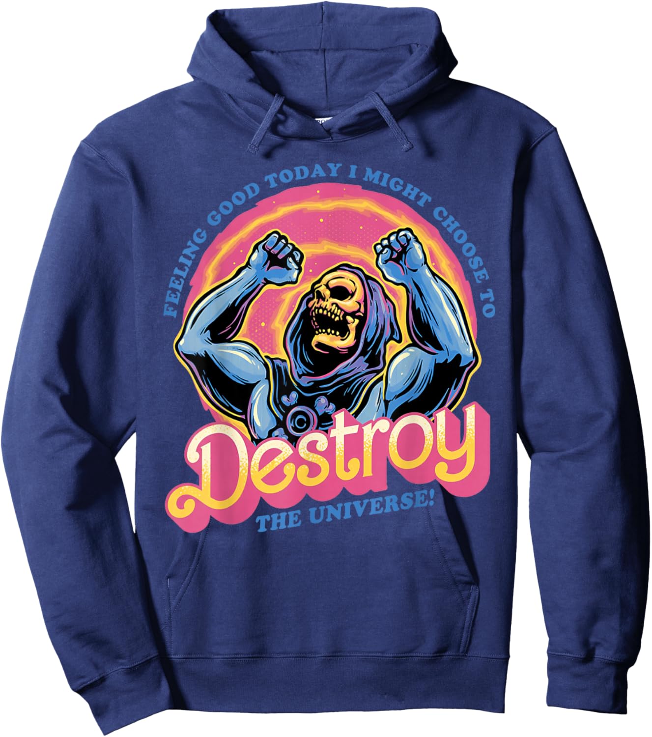 Skeleton Choose to Destroy The Universe Retro Villain Hoodie - Hoodie | Navy