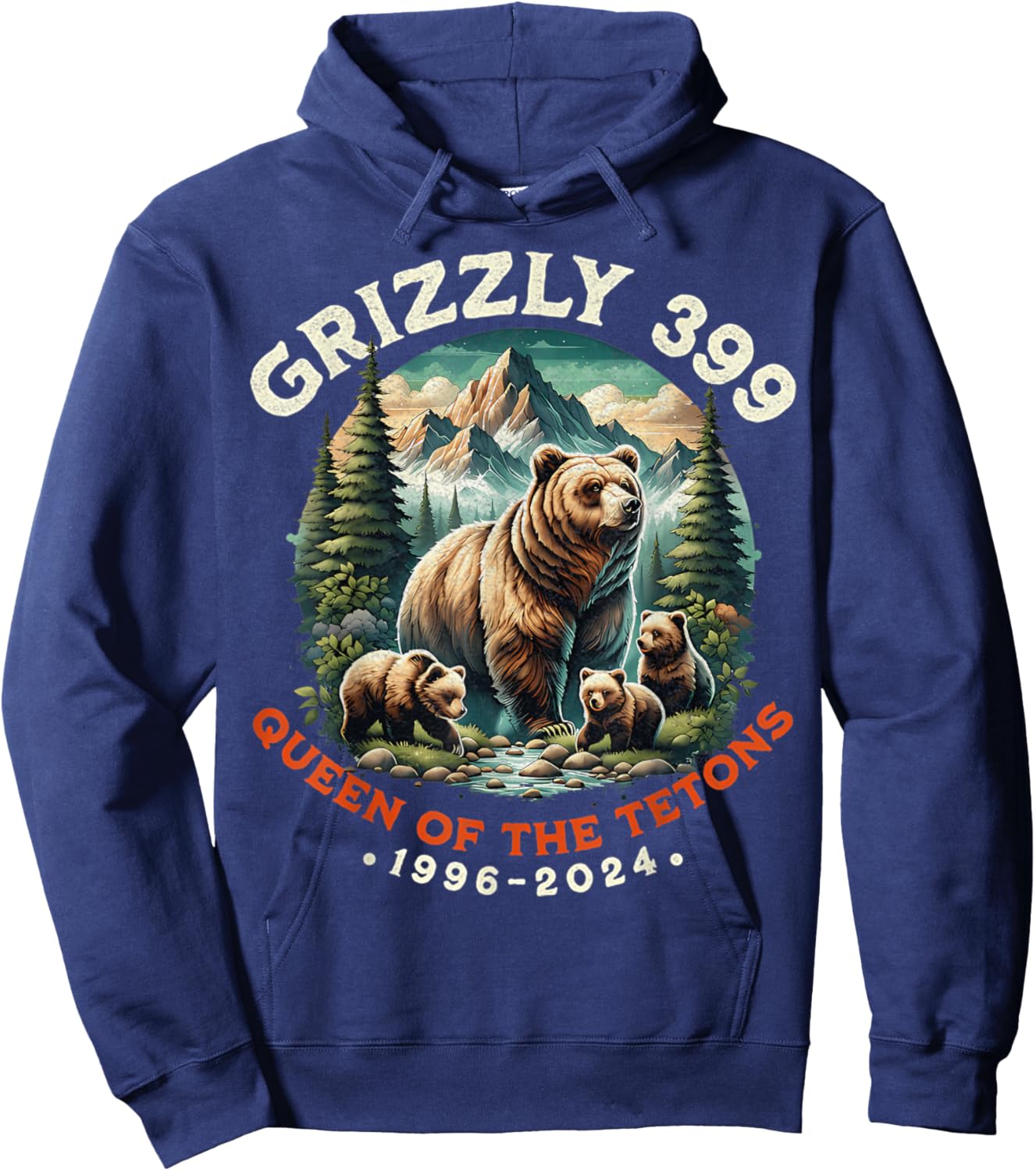 Bear Lovers Queen Of The Tetons Grizzly 399 National Park Hoodie - Hoodie | Navy