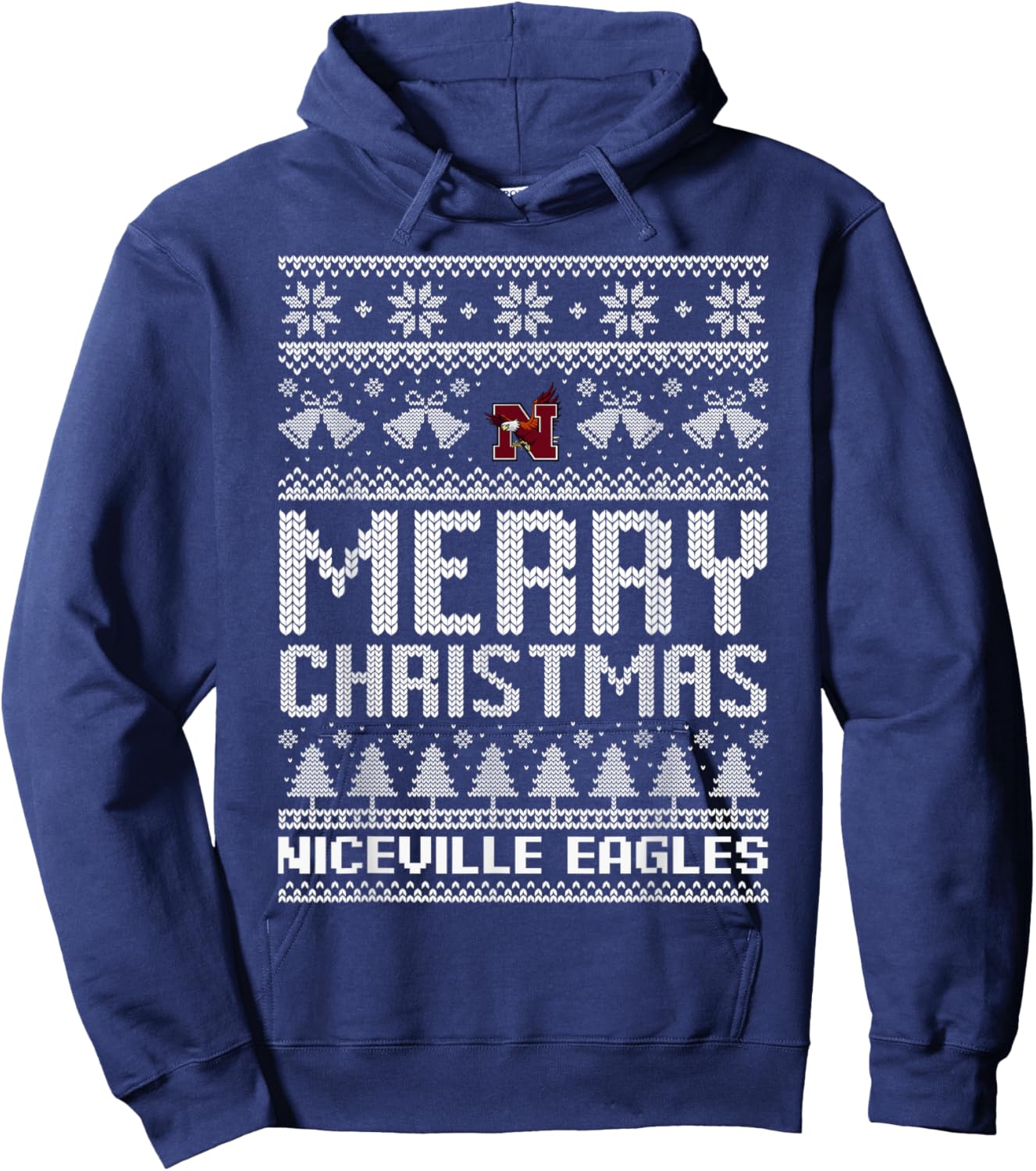 Niceville Eagles Logo Merry Christmas Ugly Sweater HS Hoodie - Hoodie | Navy