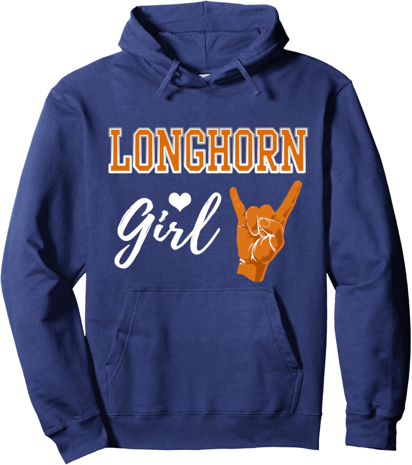 Longhorn Girl Heart Souvenir Gift Hoodie - Hoodie | Navy