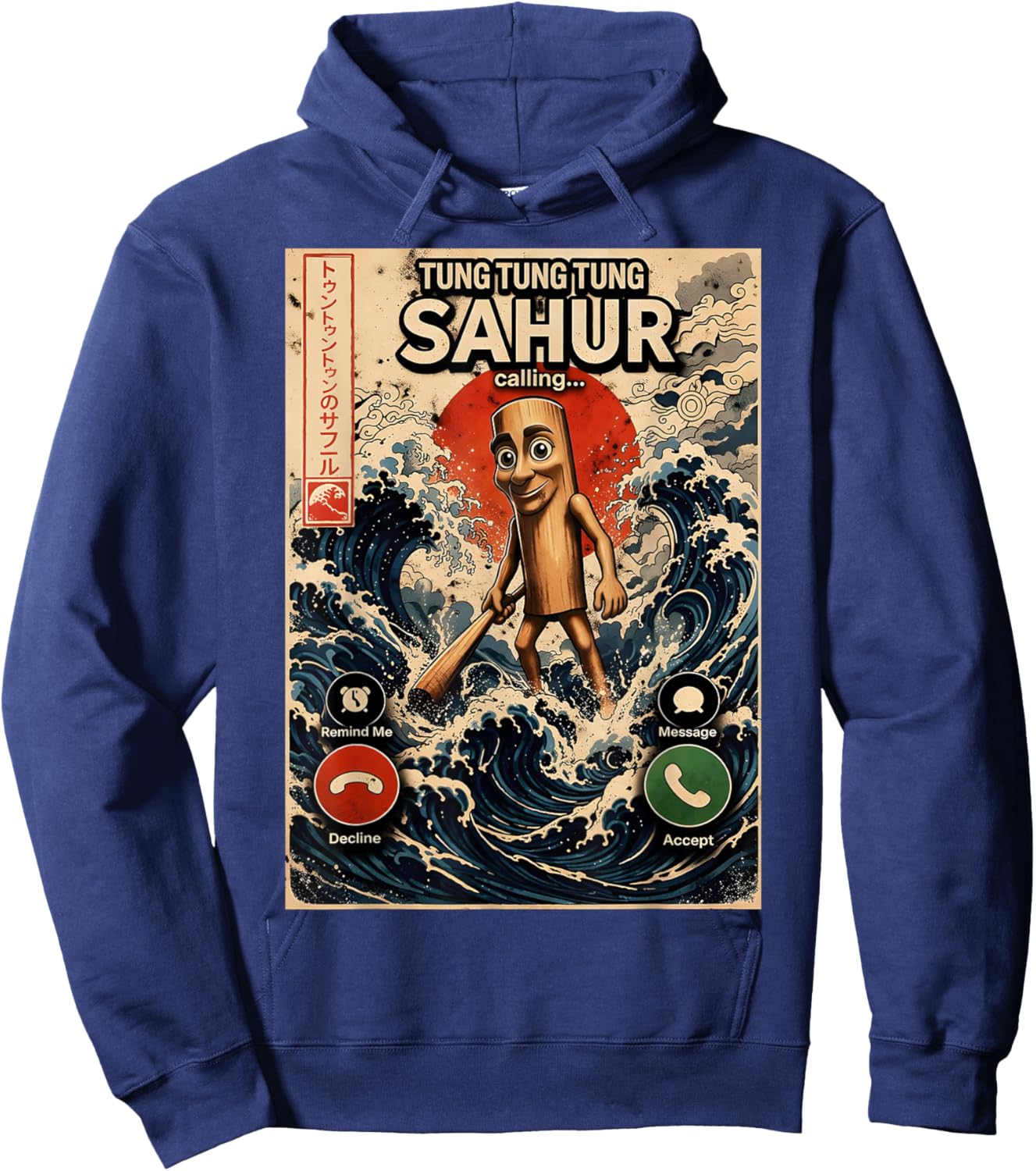 Tung Tung Tung Sahur Calling Brainrot Gifts for Boys Kids Hoodie - Hoodie | Navy