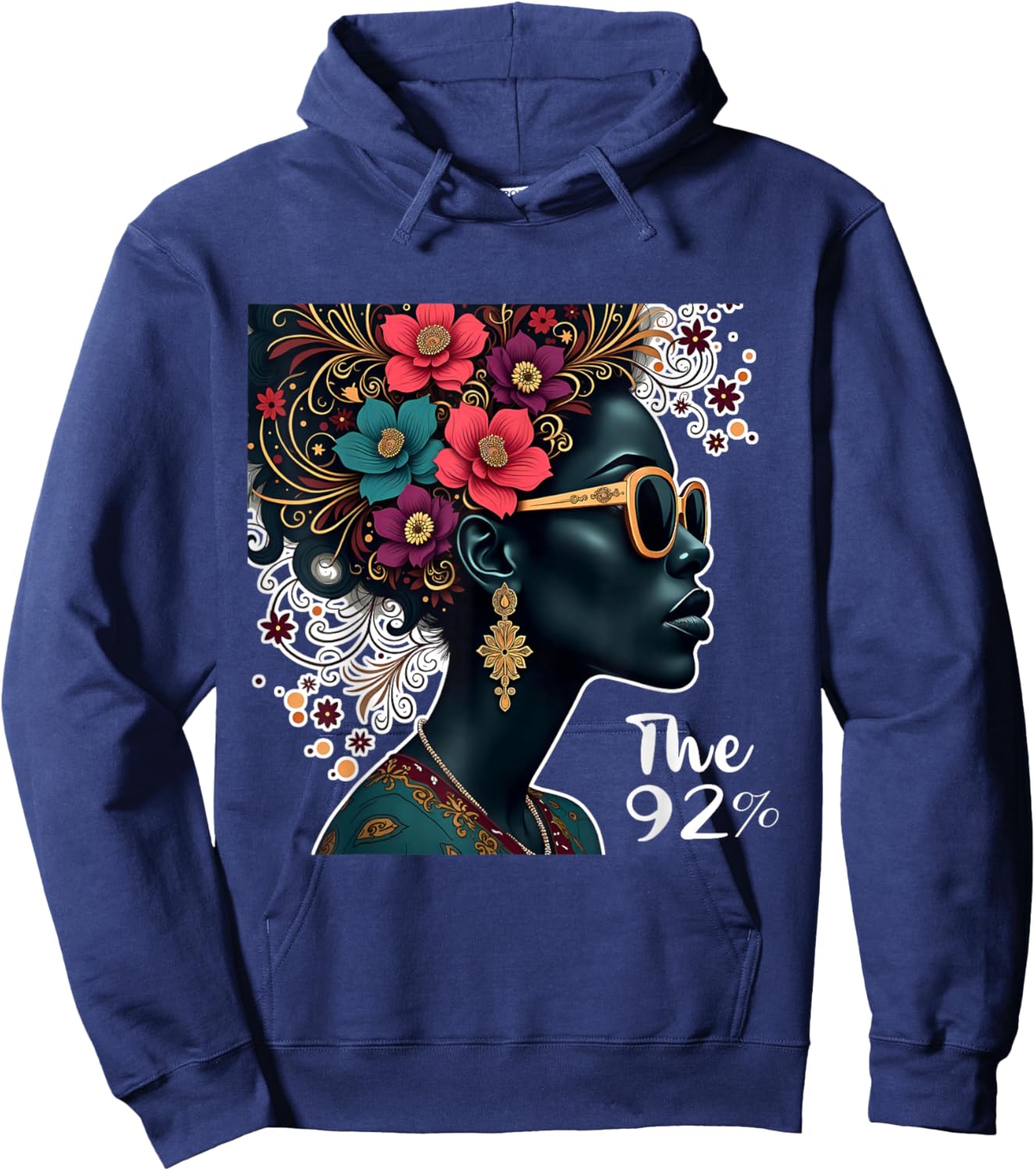 The 92 Percent – The 92 Percent Floral Logo w/ Black Women Hoodie - Hoodie | Navy