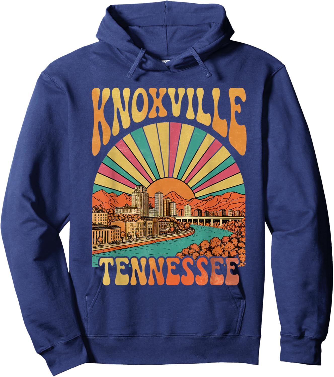 Vintage Knoxville Tennessee Sunset Skyline Cityscape Retro Hoodie - Hoodie | Navy