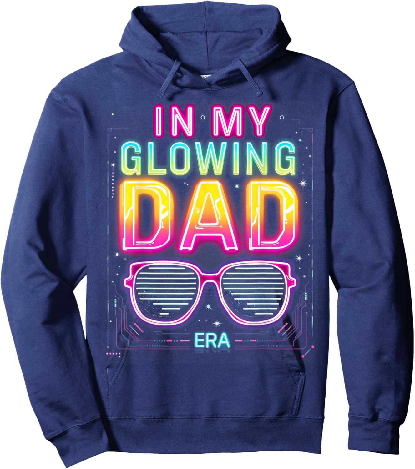 in My Glowing Dad Era Groovy Colorful Bright Hoodie - Hoodie | Navy