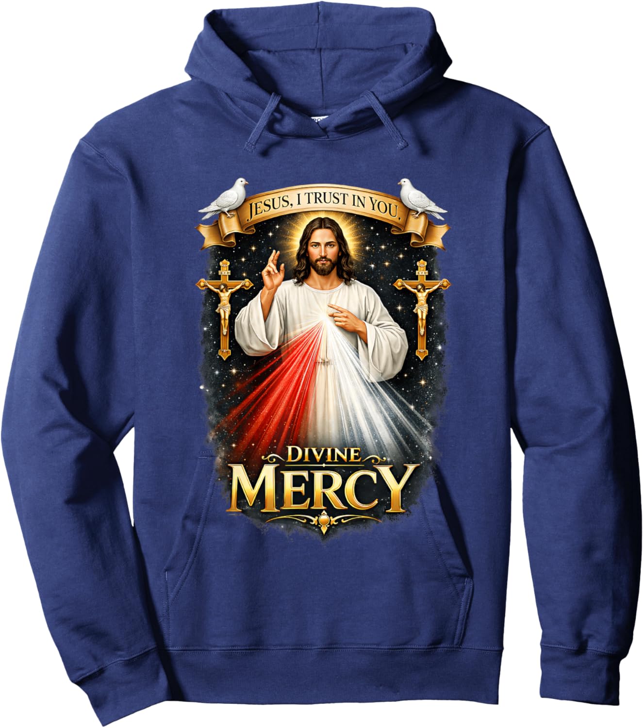 Divine Mercy Jesus Im Trust You Catholic Christian Religious Hoodie - Hoodie | Navy