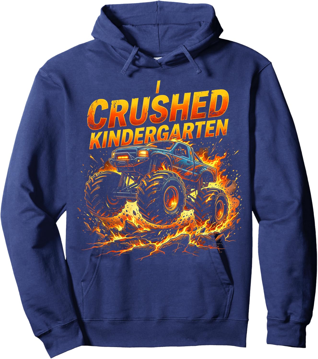 I Crushed Kindergarten Monster Truck Graduation Boys Hoodie - Hoodie | Navy