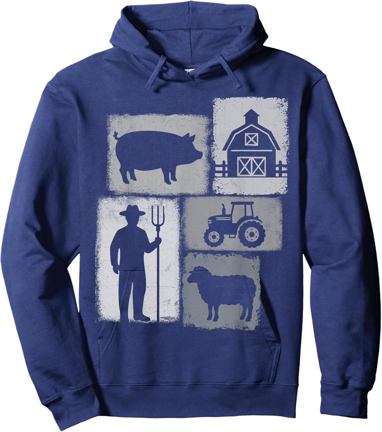 Farmer Vintage Collage Farming Rancher Cowboy Farm Owner Hoodie - Hoodie | Navy