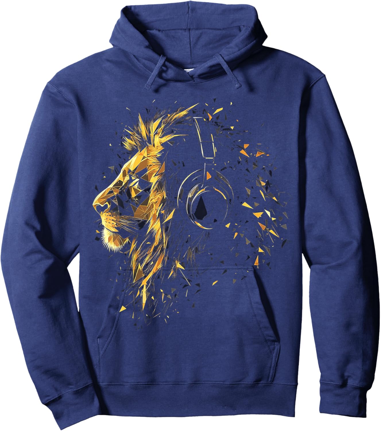 Lion Animal Graphic Music Headphone Illustration Lion Hoodie - Hoodie | Navy