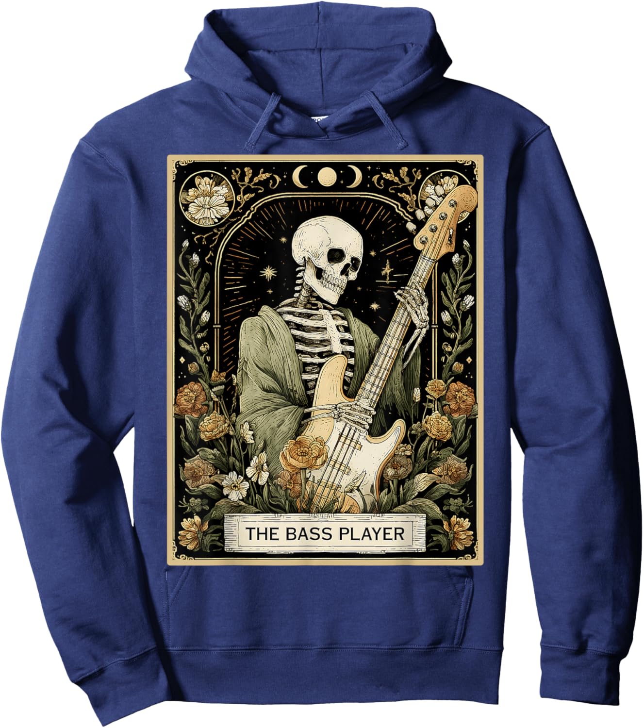 The Bassist, Bassist, Guitarist, Guitar, Tarot Card, Skeleton Hoodie - Hoodie | Navy