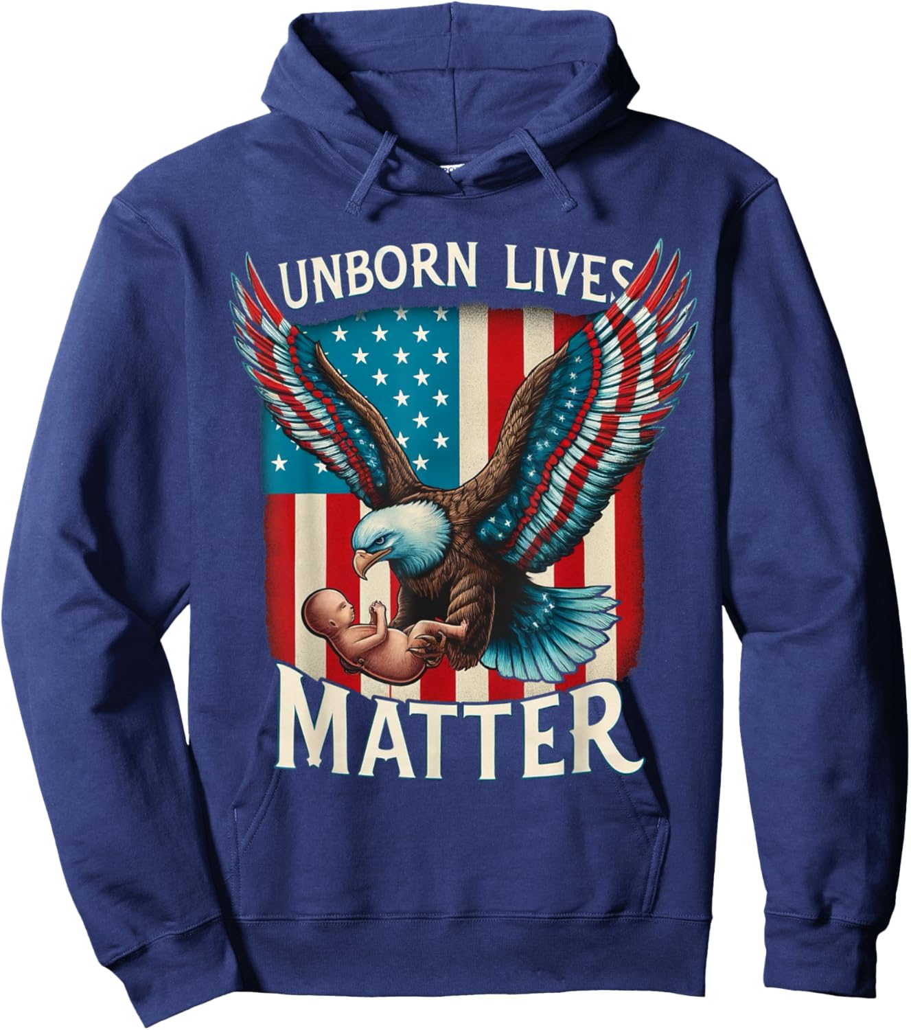 Patriotic American Unborn Lives Matter Pro-Life Catholic Men Hoodie - Hoodie | Navy