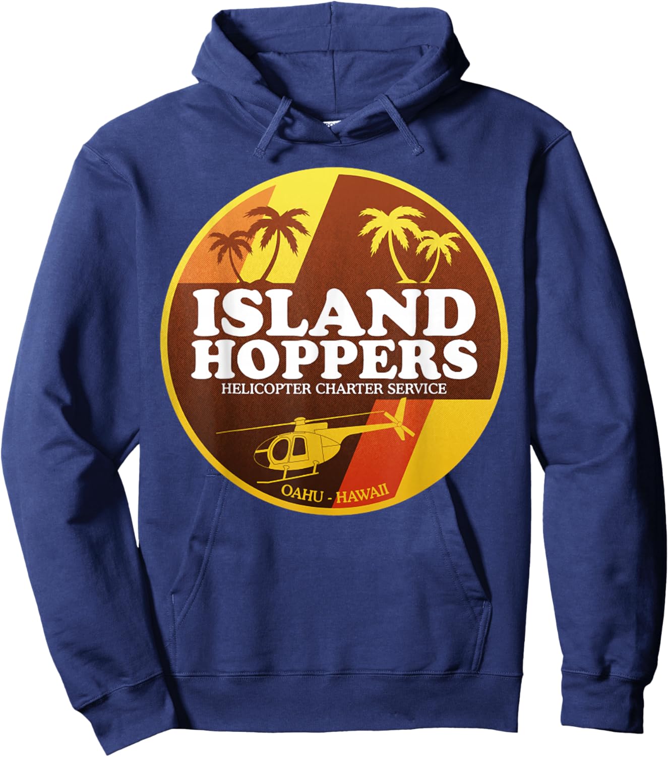 Island Helicopter Charter Service Hoppers 1980 Hoodie - Hoodie | Navy