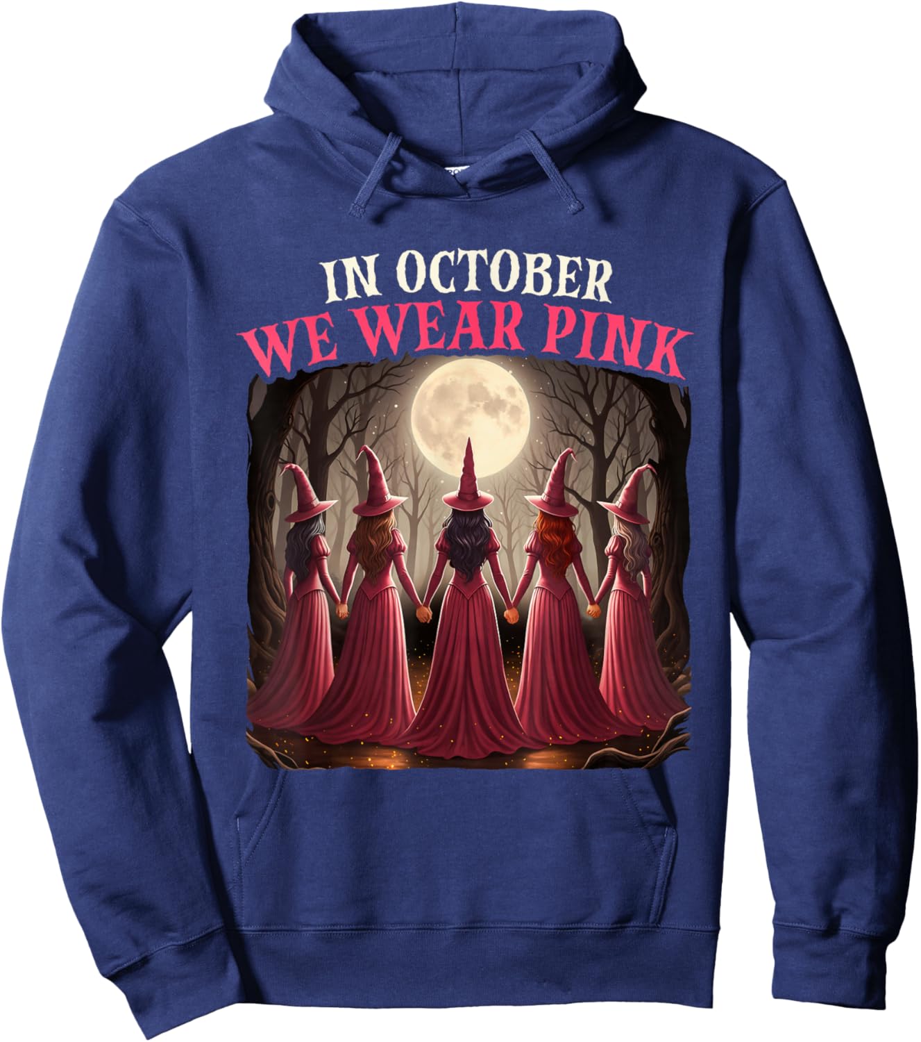 in October We Wear Pink - Halloween Breast Cancer Awerness Hoodie - Hoodie | Navy