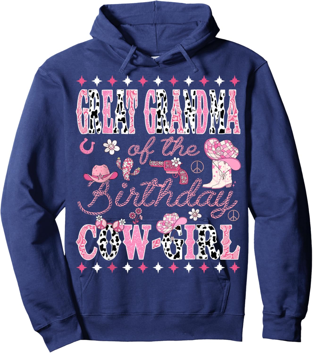 Great Grandma Of The Birthday Cow Girl Rodeo Great Grandma Hoodie - Hoodie | Navy
