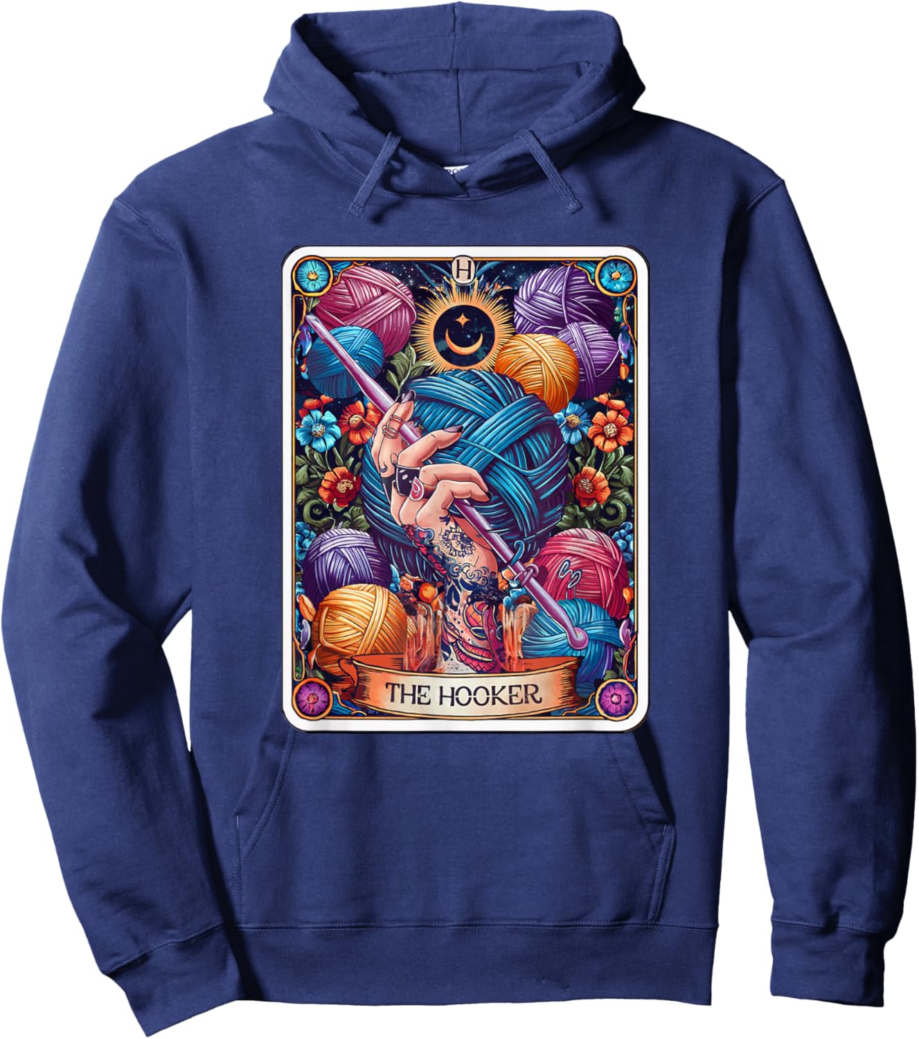 The Hooker Funny Tarot Card Crochet Knitter Knitting Crafter Hoodie - Hoodie | Navy