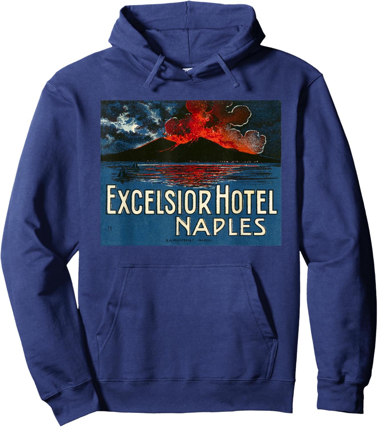 Excelsior Hotel Naples – Vintage Italy Coastal Design Hoodie - Hoodie | Navy