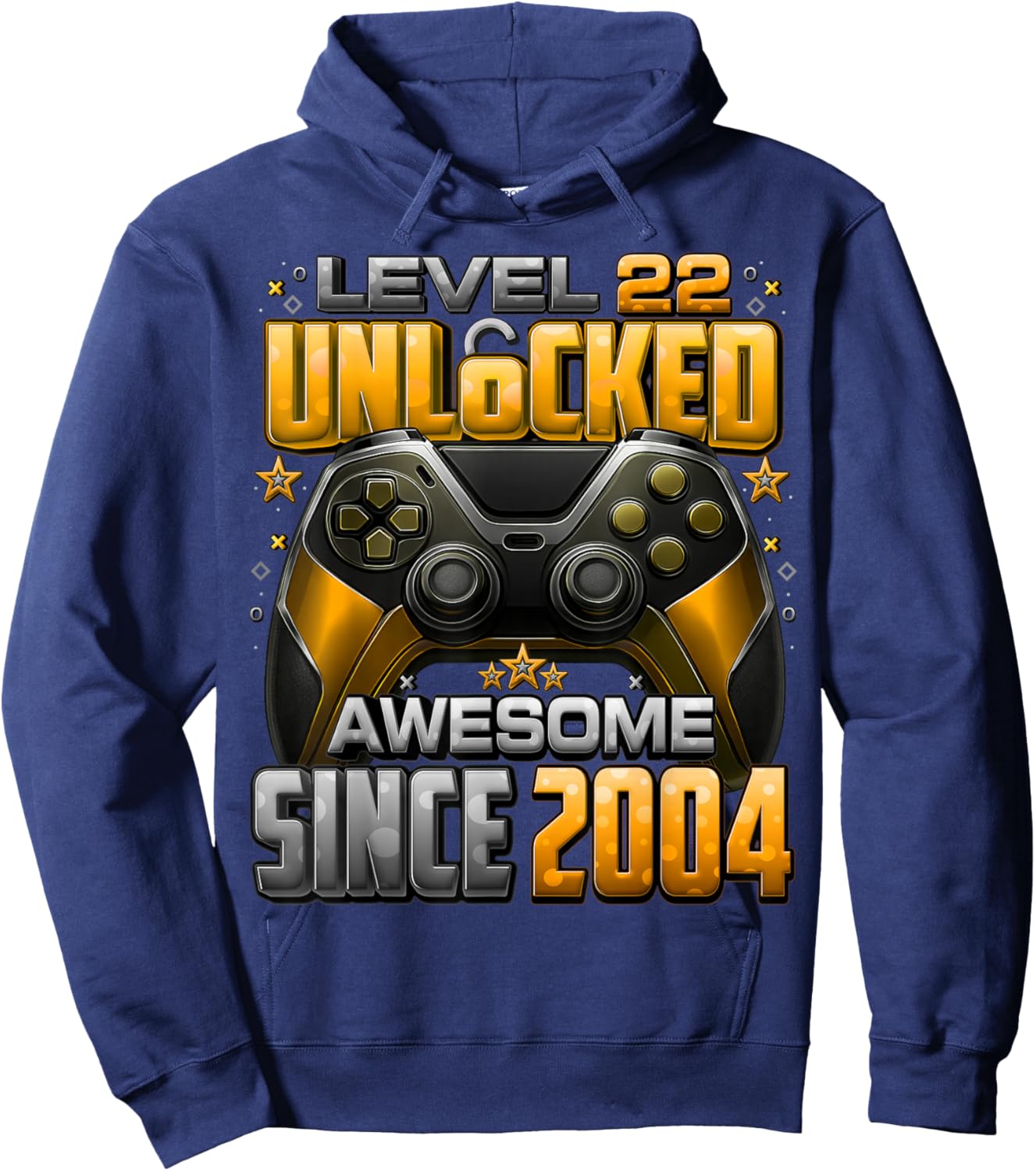 Level 22 Unlocked Awesome Since 2004 22nd Birthday Gaming Hoodie - Hoodie | Navy