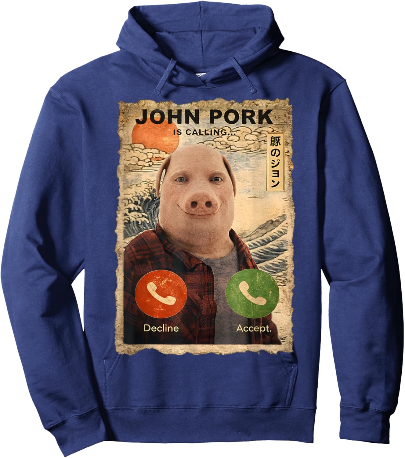John Pork Funny Answer Call Phone Brainrot Gifts for Kid Boy Hoodie - Hoodie | Navy