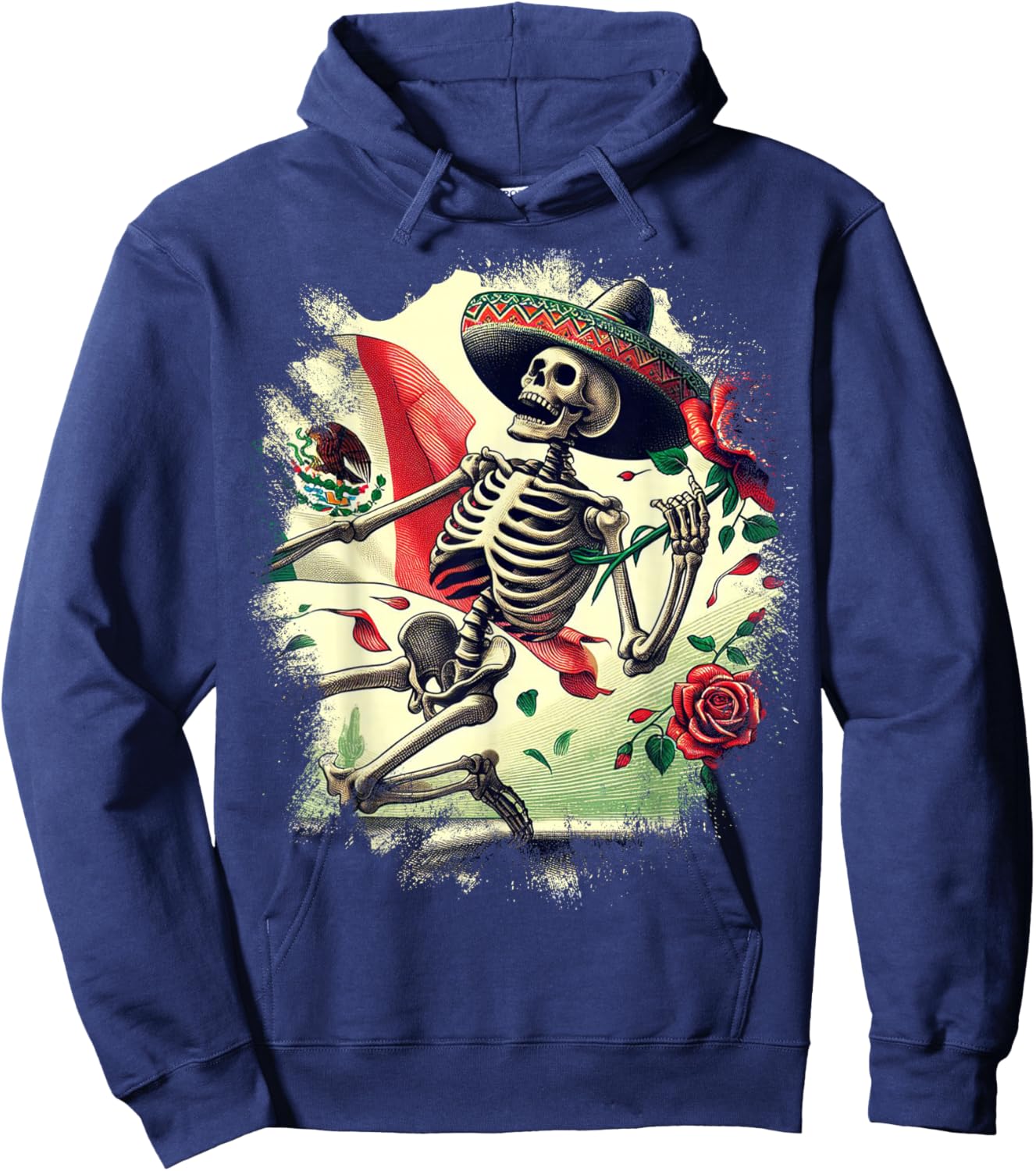 Mexico Gift Rose Tijuana Mexican Hispanic Pride Poncho Hoodie - Hoodie | Navy