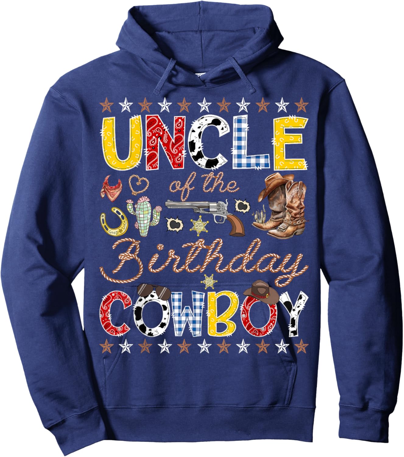 Uncle of The Birthday Cowboy Western Rodeo Uncle Hoodie - Hoodie | Navy