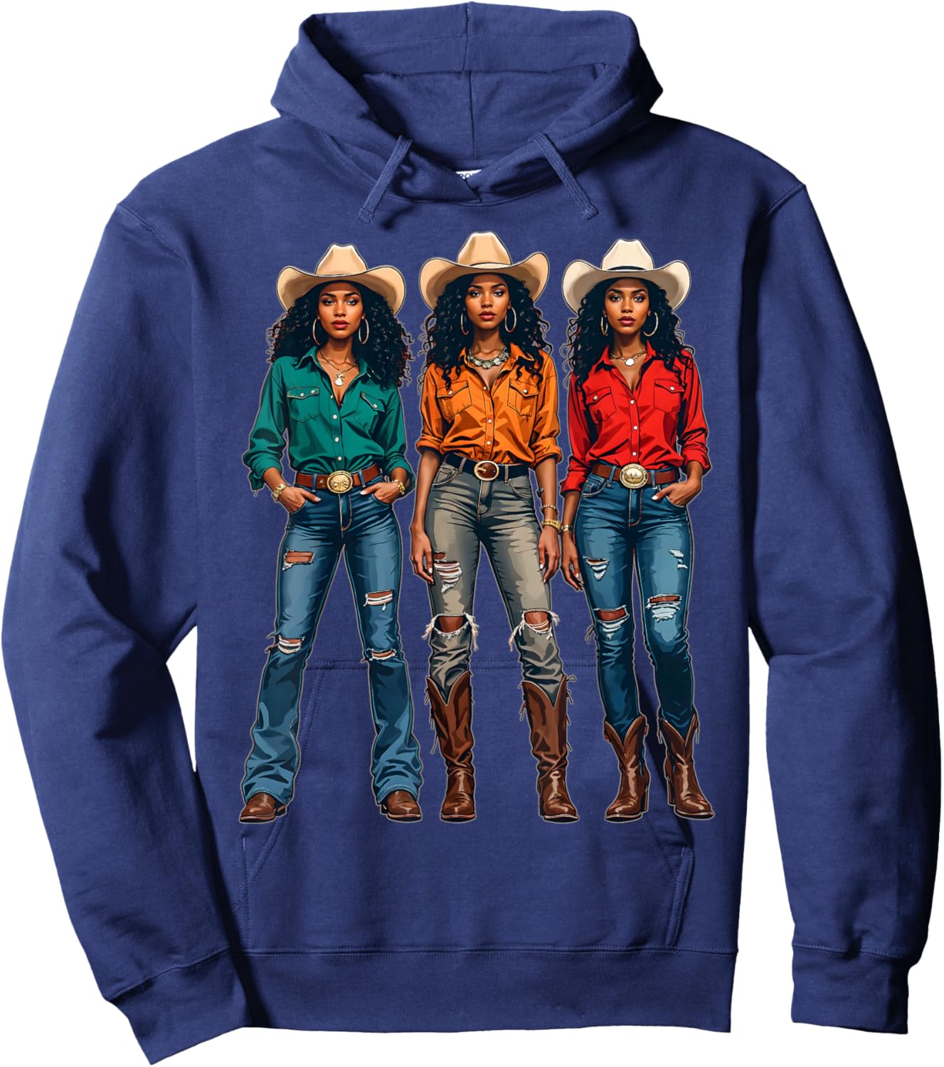 Melanin Cowgirls African American Western Cowgirl Rodeo Hoodie - Hoodie | Navy