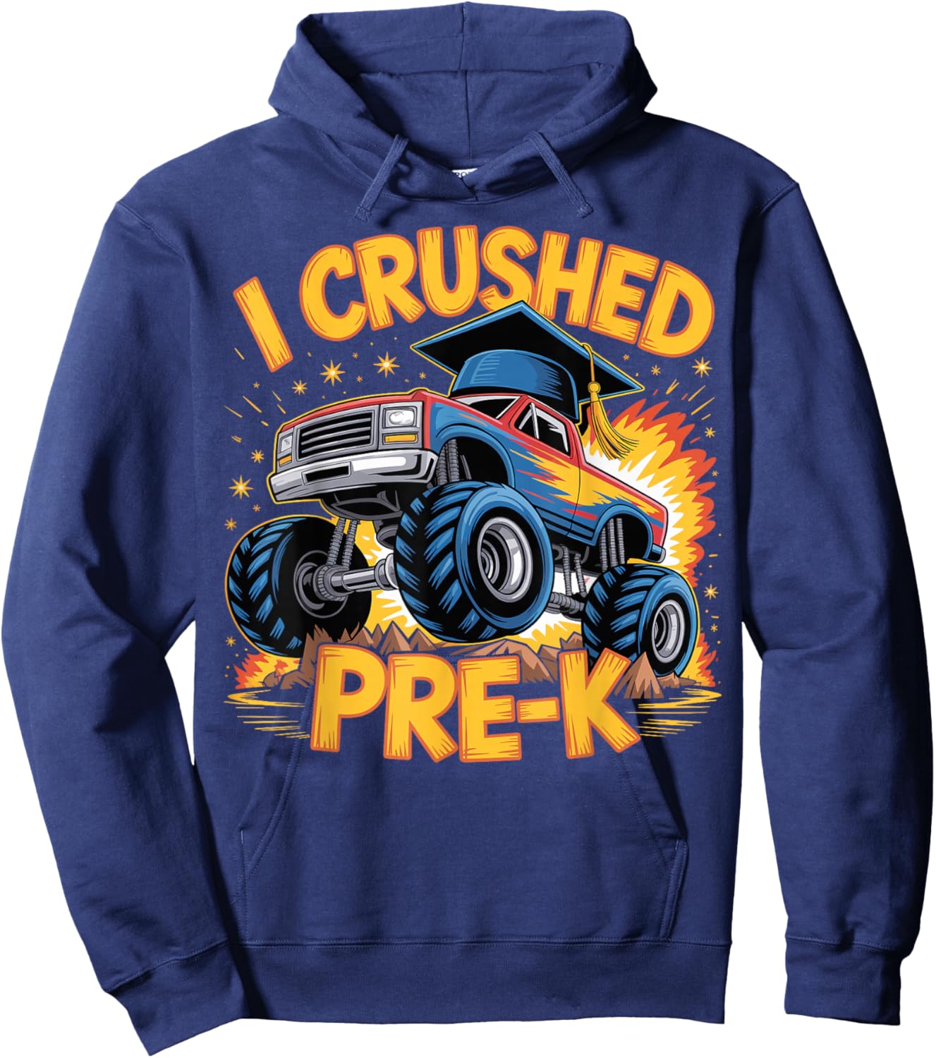 Graduation Pre-K Monster Truck Boys I Crushed Preschool Grad Hoodie - Hoodie | Navy