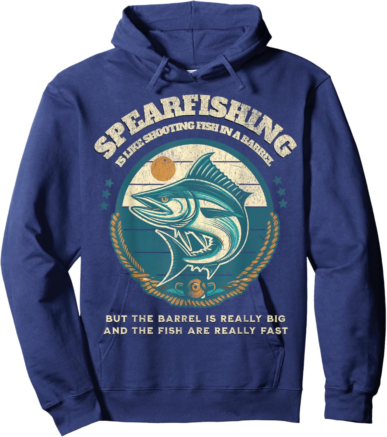 Funny Spearfishing Humor for Spearos, Like Fish in a Barrel Hoodie - Hoodie | Navy