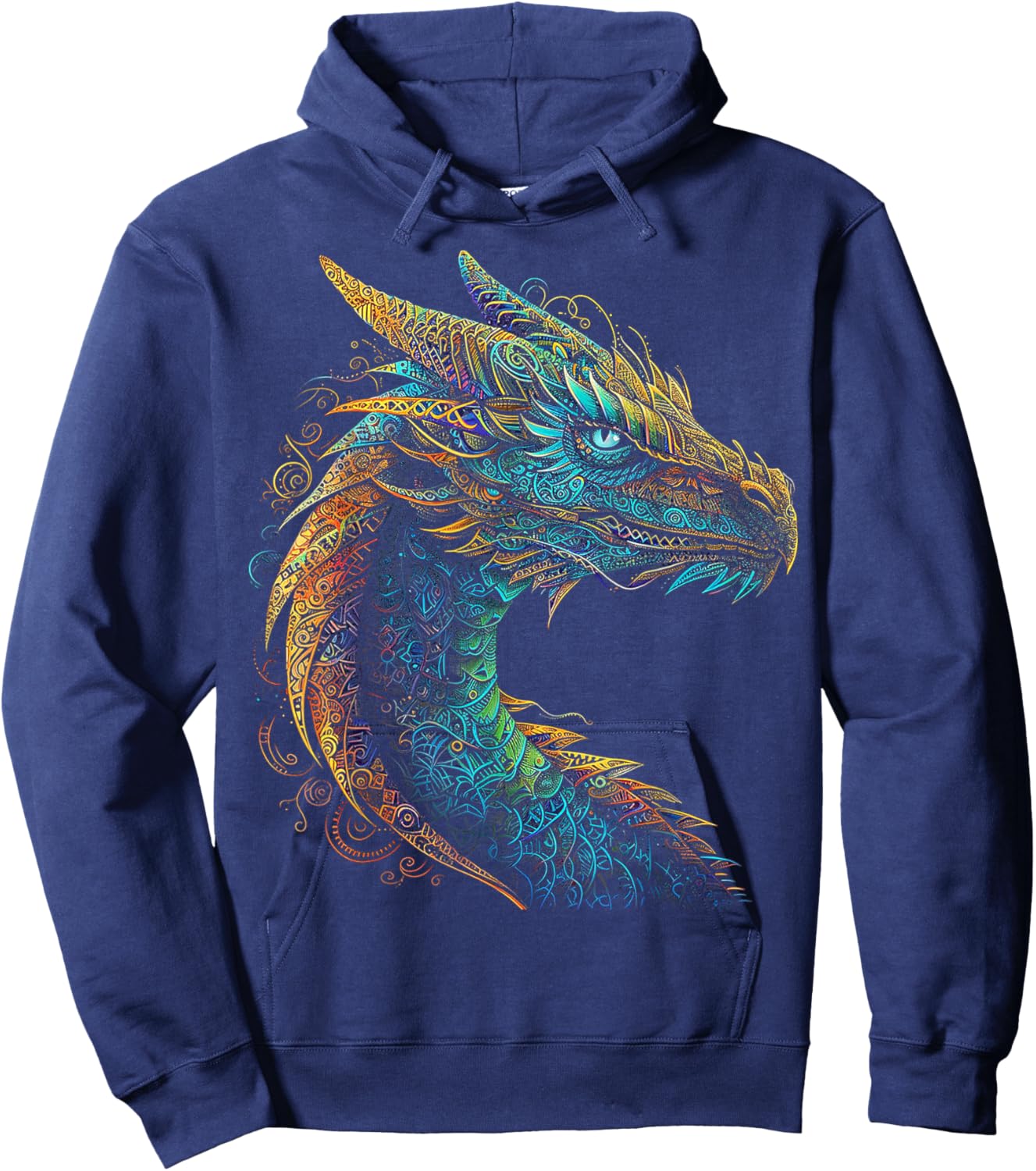 Drachen-Mandala-Kunst Buntes Tier abstrakte Grafik Drache Hoodie - Hoodie | Navy