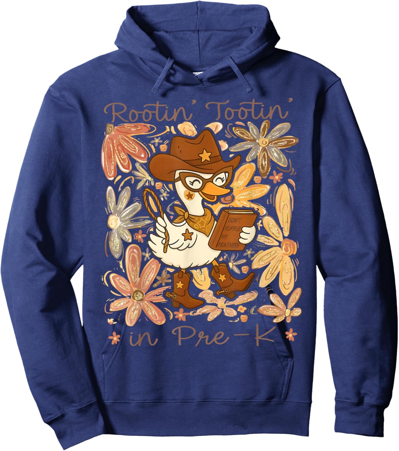 Floral Rootin' Tootin' Pre-K Teacher Cowgirl Goose Western Hoodie - Hoodie | Navy