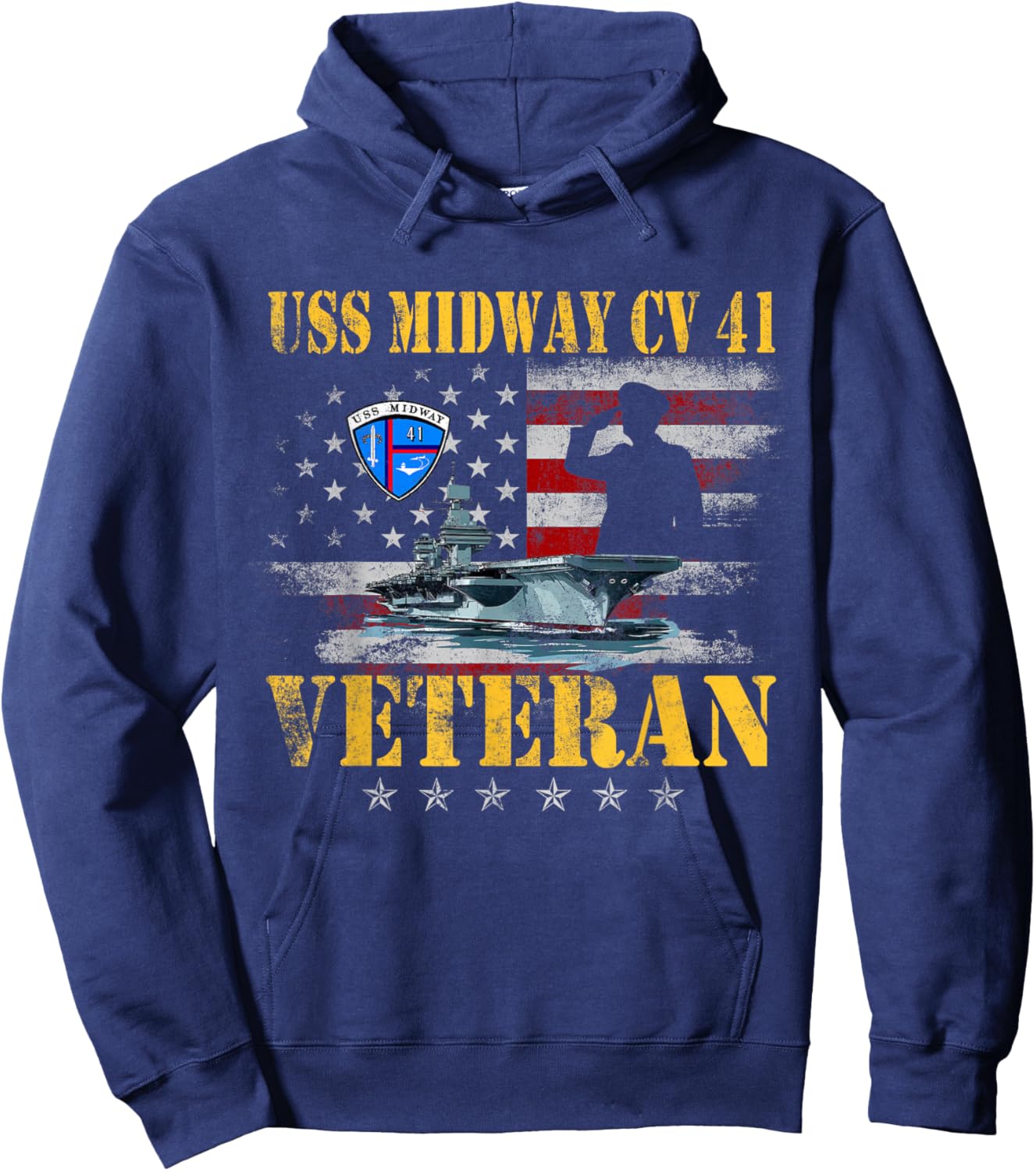 USS Midway CV 41 Aircraft Carrier Veteran US Flag Patriotic Hoodie - Hoodie | Navy