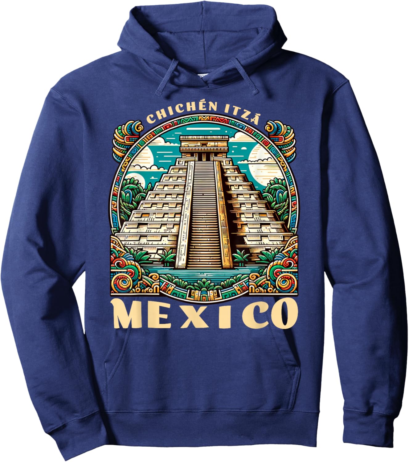 Matching Mexico Family Trip Chichen Itza Pyramids Mayan Ruins And Temple Of Kukulcan Aztec Mexican Vacation , Small, Black Hoodie - Hoodie | Navy