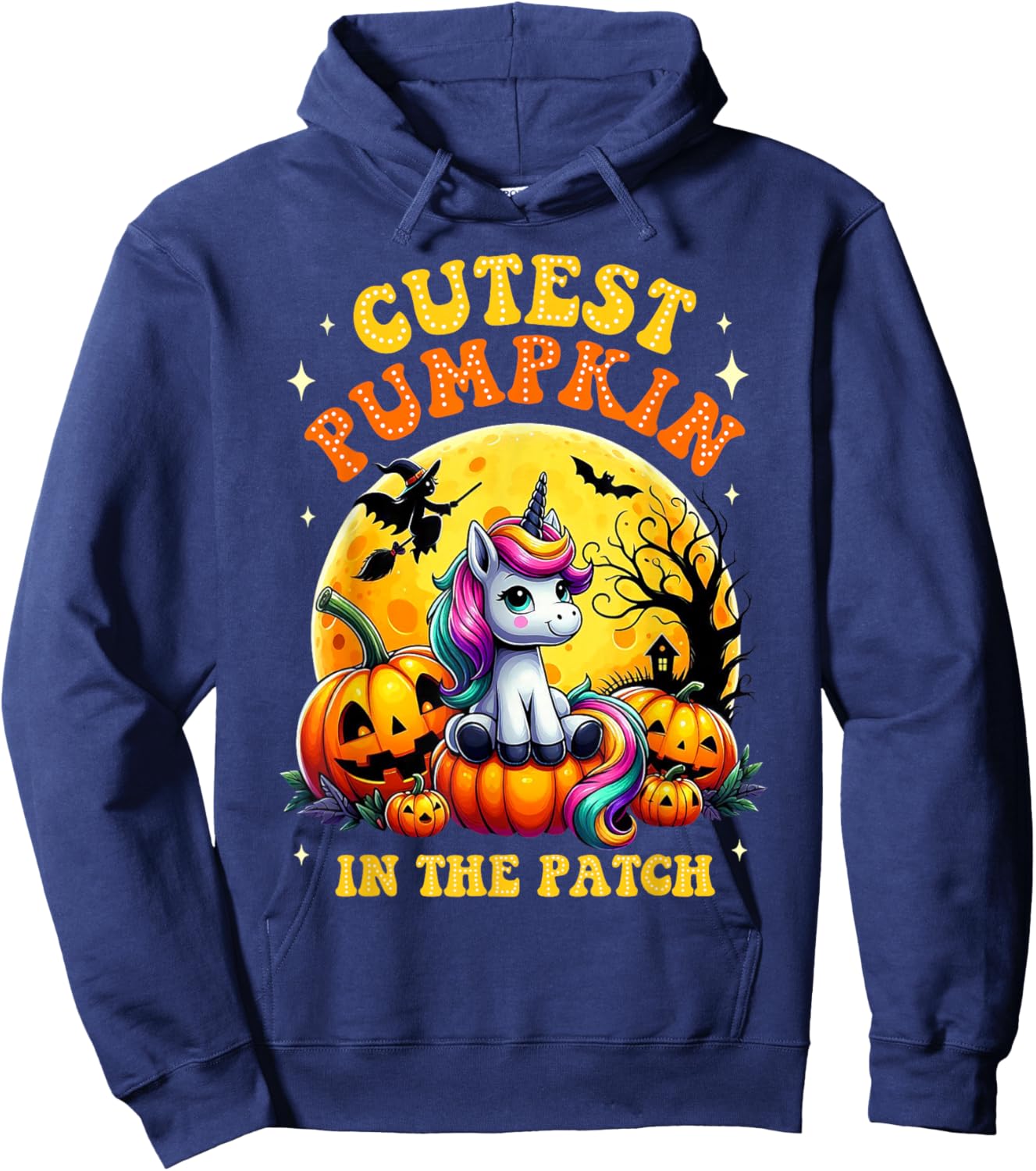 Cutest Pumpkin In The Patch Unicorn Witch Halloween Kawaii Hoodie - Hoodie | Navy