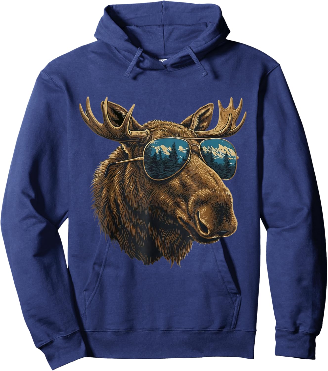 Cool Retro Moose Sunglasses Wildlife Animal Boys Kids Hoodie - Hoodie | Navy
