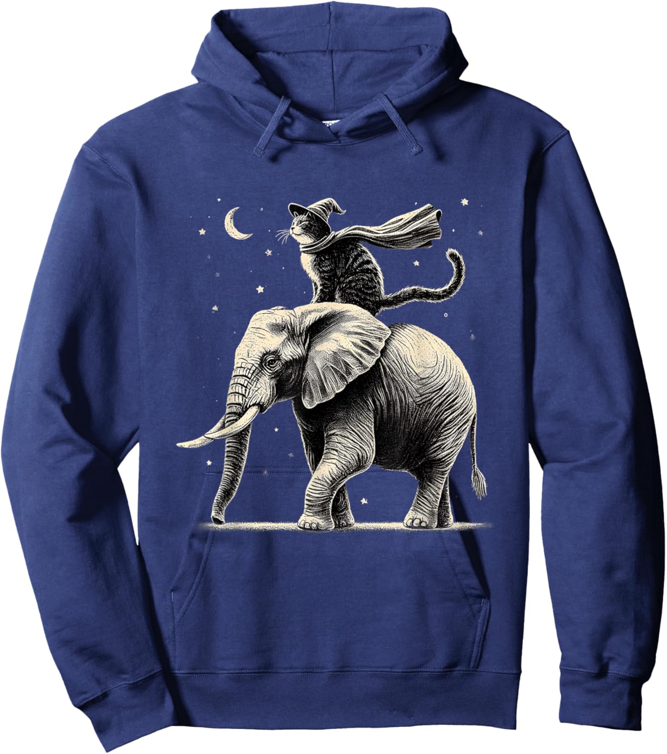 Cat Riding Elephant Design Animal Elephant Lovers Hoodie - Hoodie | Navy