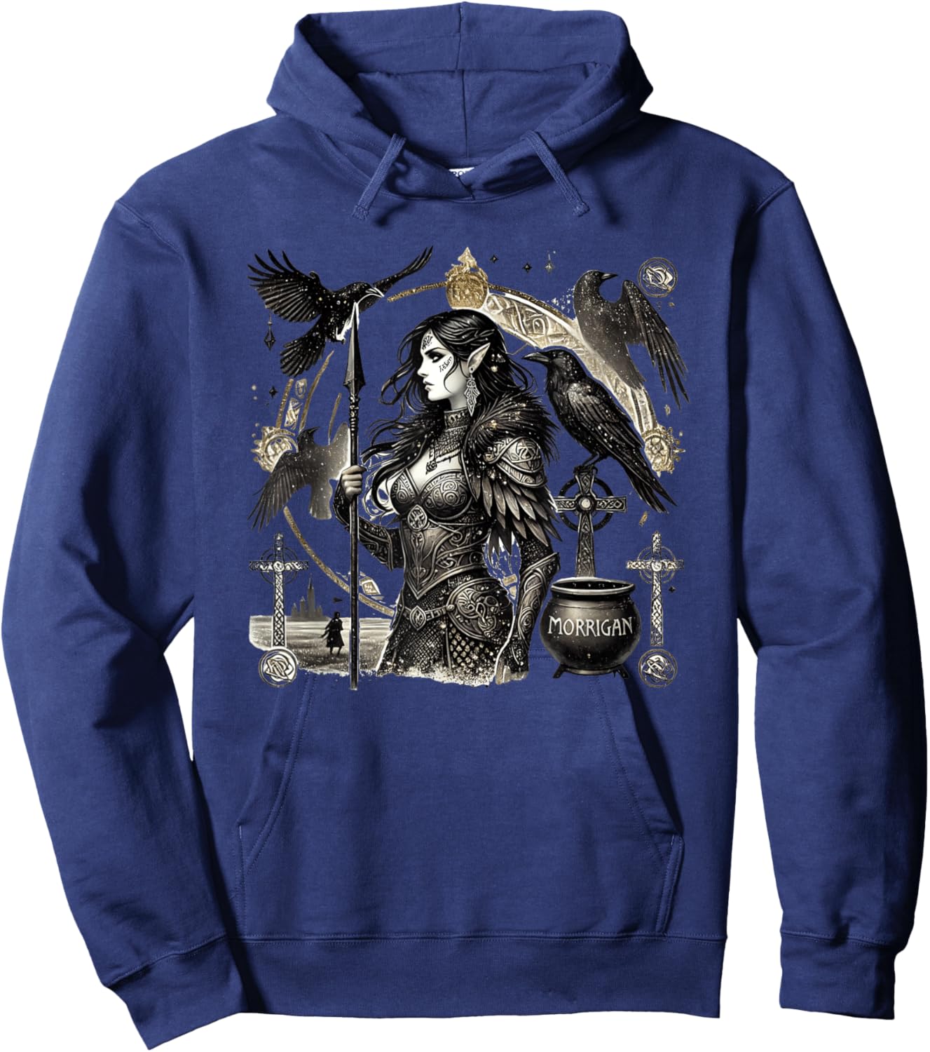The Morrigan: Celtic Goddess of War and Fate, Raven Power Hoodie - Hoodie | Navy
