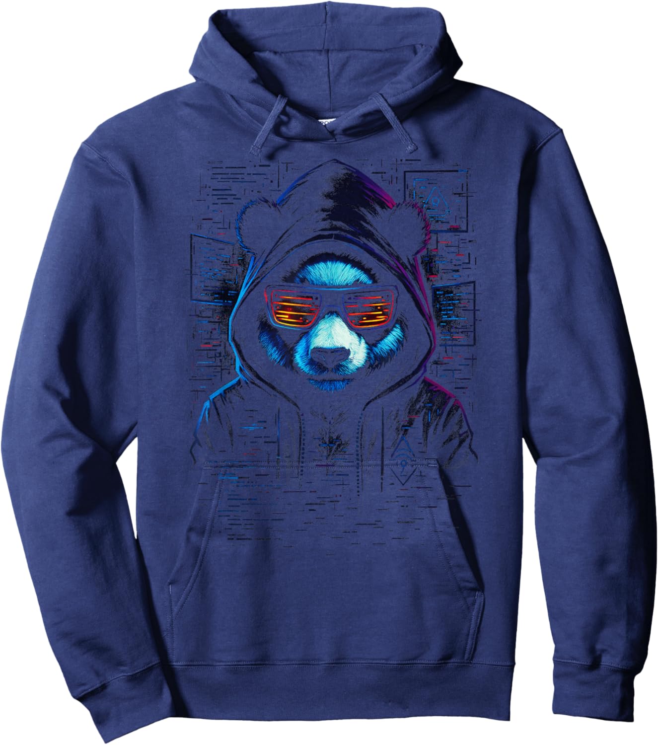 Panda Hacker - Cyberpunk Animal Streetwear Hoodie - Hoodie | Navy