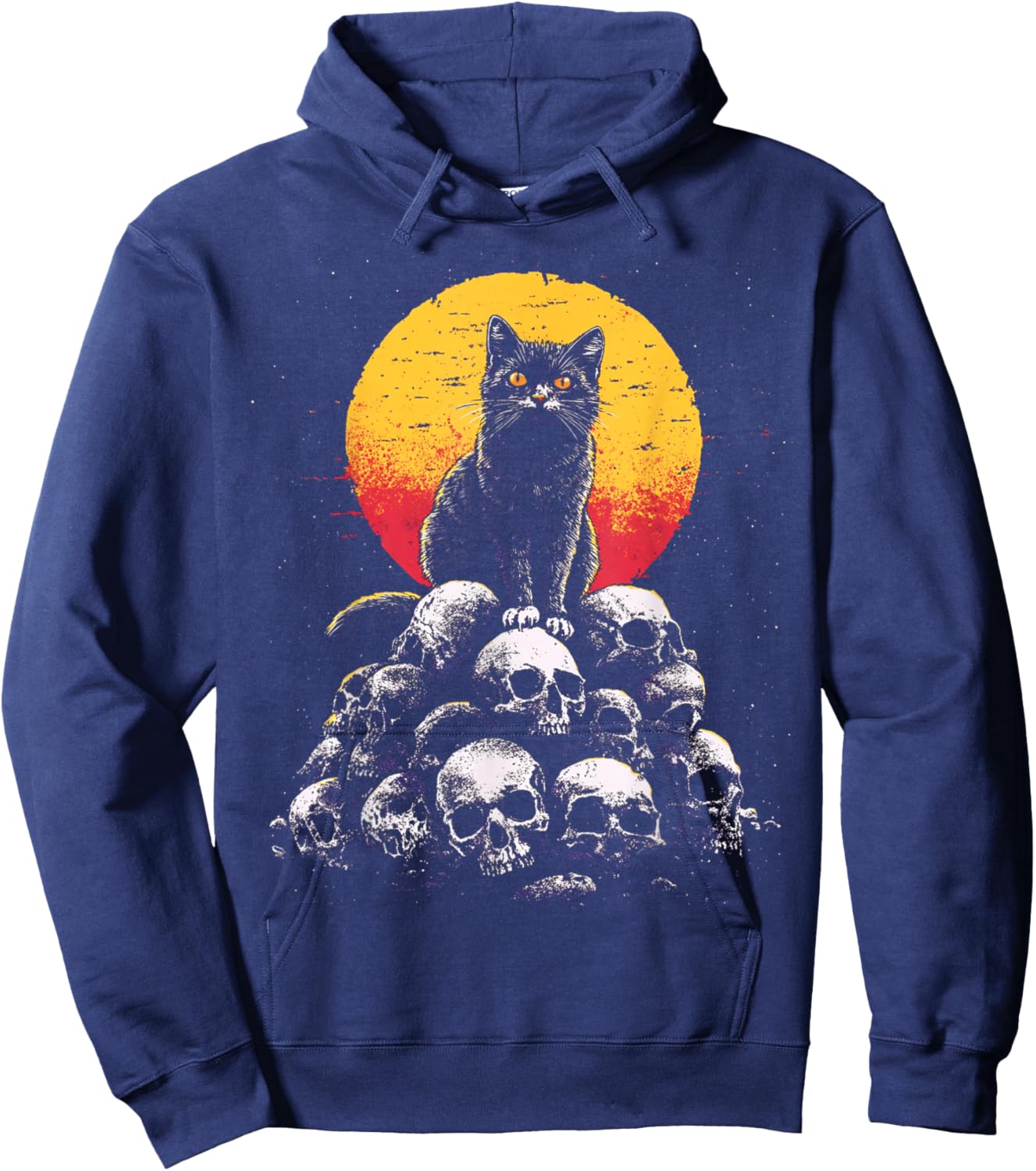 Dark Cat Black Gothic Skeleton Mountain Gothic Art Hoodie - Hoodie | Navy