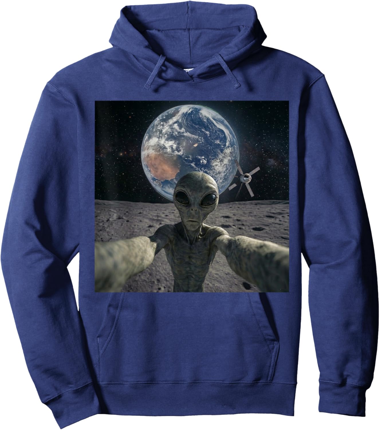 Alien Selfie from the Moon Funny Back to The Moon 2026 Hoodie - Hoodie | Navy