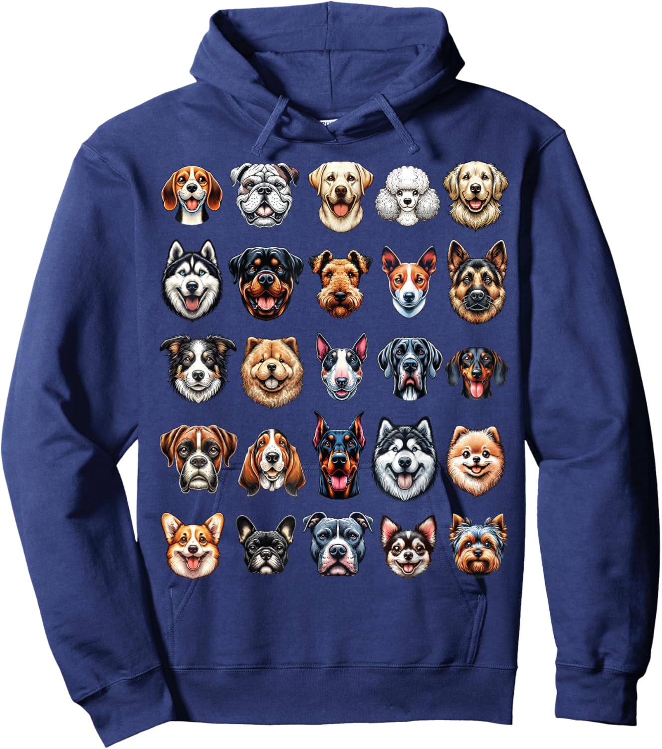 Types of Dogs Breeds Chart Educational Canine Enthusiast Hoodie - Hoodie | Navy
