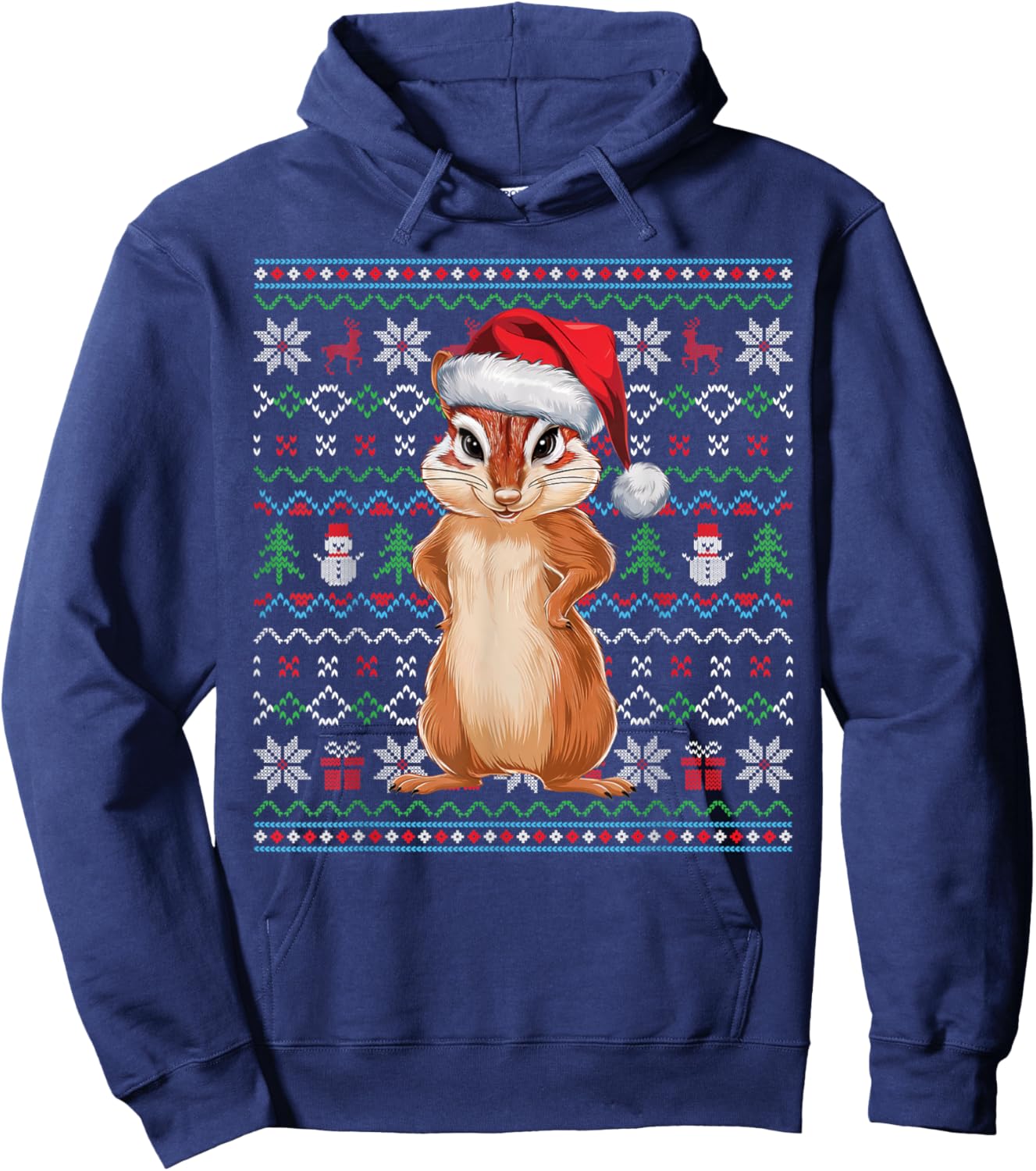 Ugly Chipmunk Lovers Xmas Sweater Santa Christmas Hoodie - Hoodie | Navy