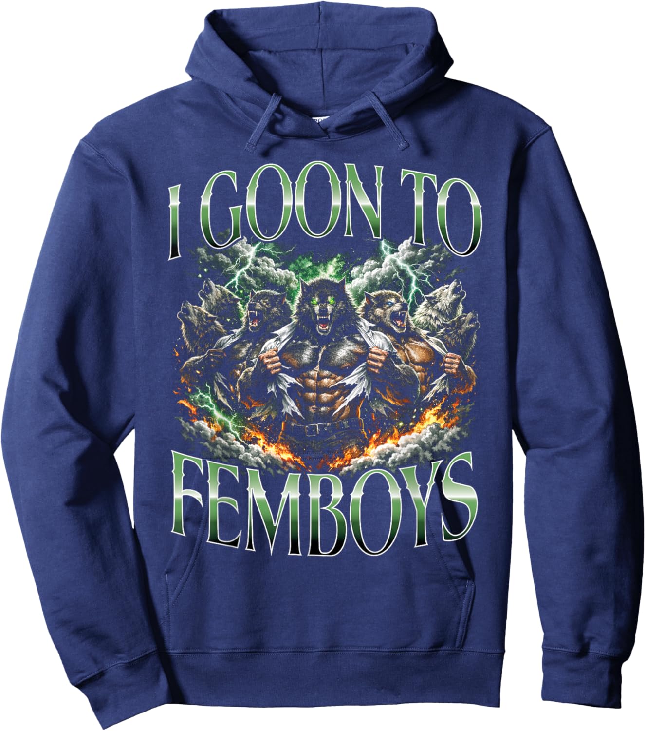 I Goon to Femboys Motif Loup-Garou Hoodie - Hoodie | Navy