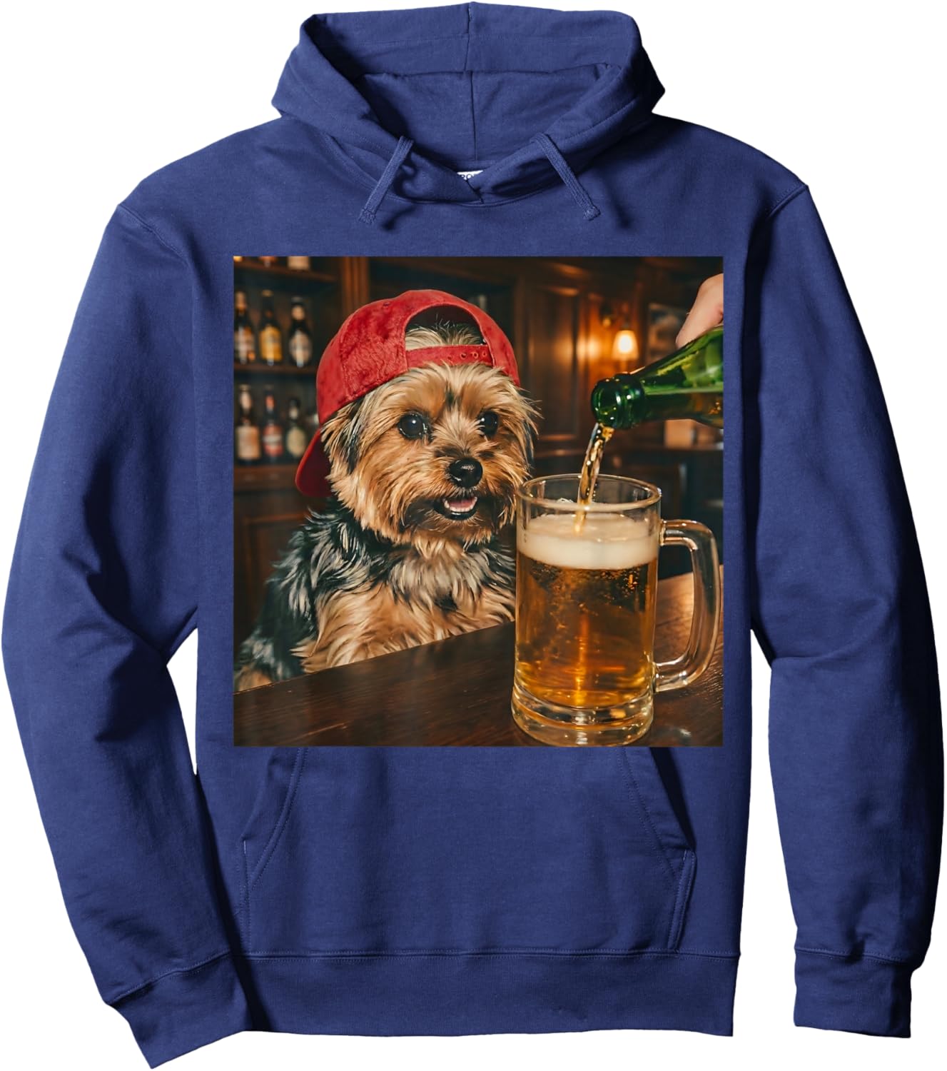 Funny Yorkie Drinking Beer Meme Women Hoodie - Hoodie | Navy