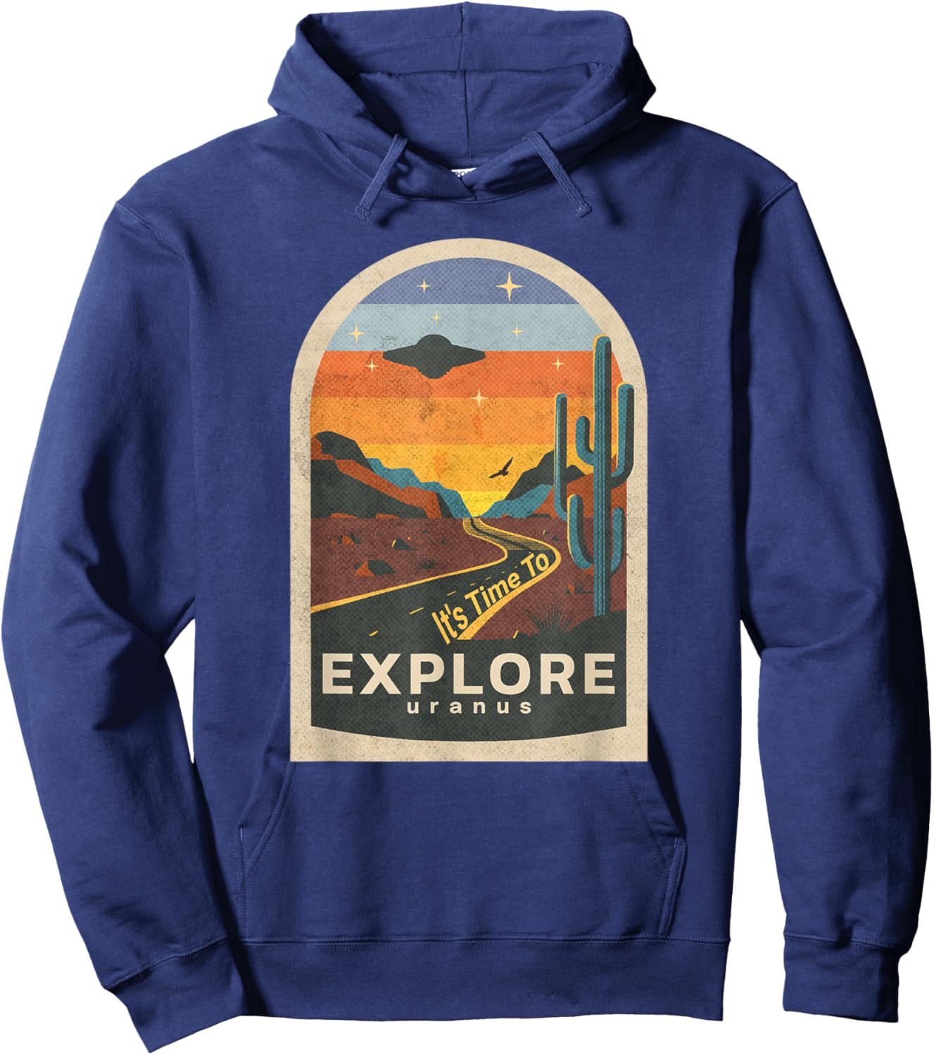 It's Time To Explore Uranus Funny UFO Design Hoodie - Hoodie | Navy