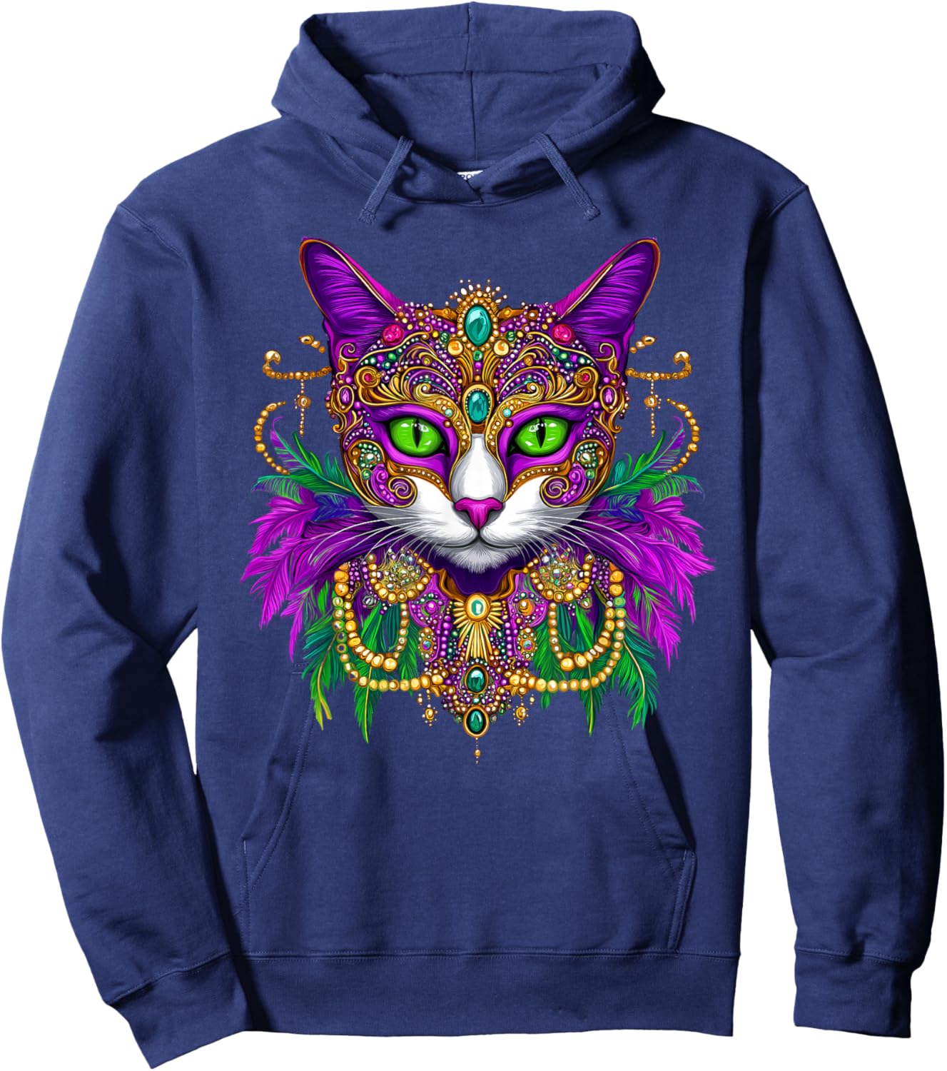 Meowdi Gras Mardi Gras Cat Lover New Orleans Louisiana Men Women Kids Hoodie - Hoodie | Navy