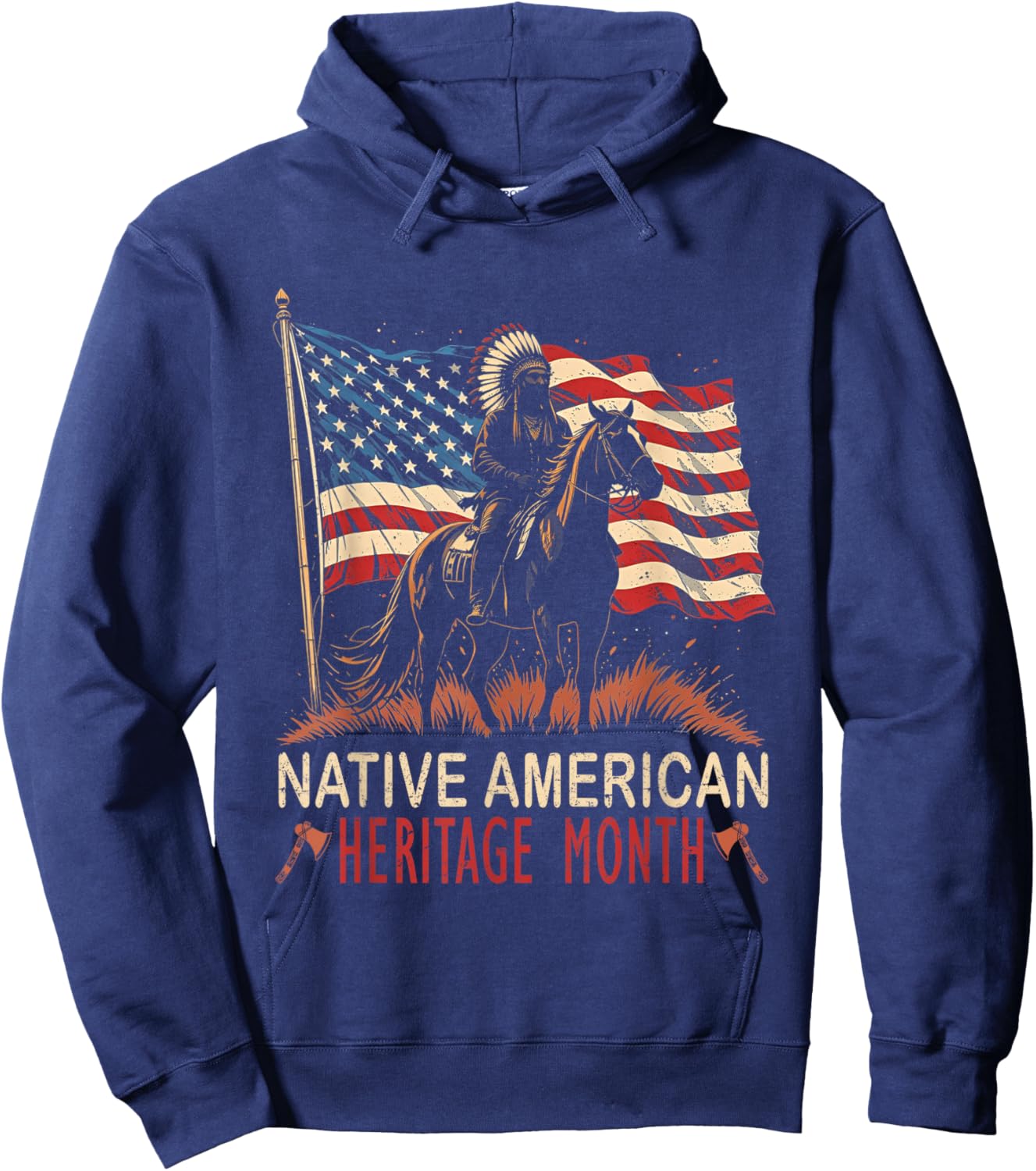 National Native American Heritage Month Cool Vintage History Hoodie - Hoodie | Navy