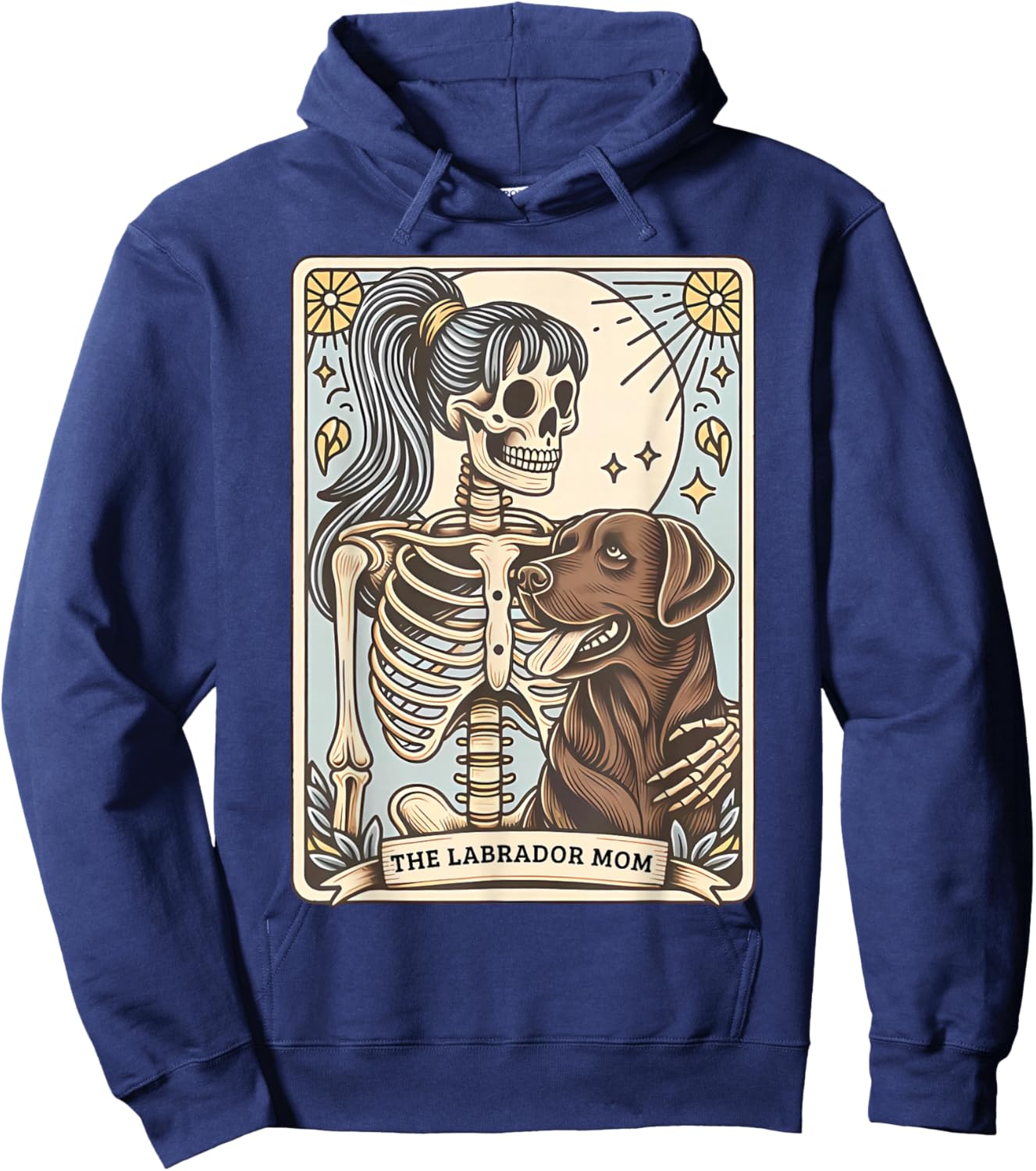Funny Skeleton Chocolate Lab Mom Tarot Card Witchy Vibes Hoodie - Hoodie | Navy